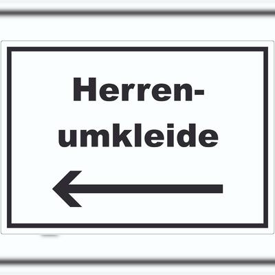 HB-Druck Herrenumkleide Aufkleber mit Text und Richtungspfeil links waagerecht A8 (52x74mm)