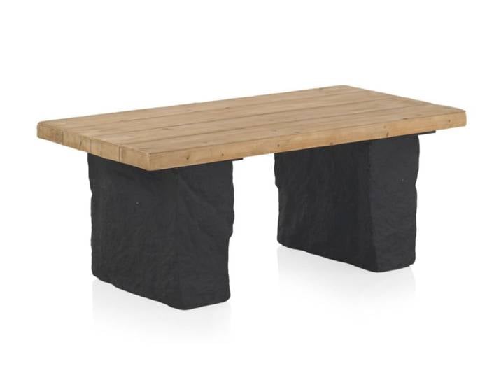 Table basse en imitation épicéa et socle en polyrésine mgo