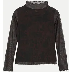 Mesh-Shirt mit Leo-Muster Schwarz 44