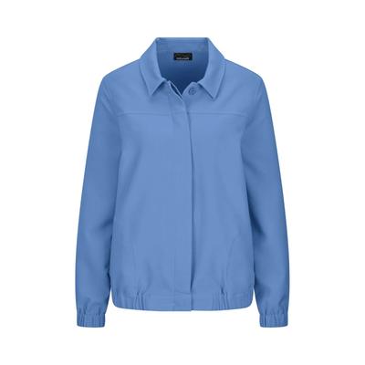 Kurzjacke GOLDNER "Sommerjacke mit Hemdkragen", Damen, Gr. 54, blau, Obermaterial: 95% Polyester PES. 5% Elasthan EL., Jacken Kurzjacke, verdeckte Knopfleiste