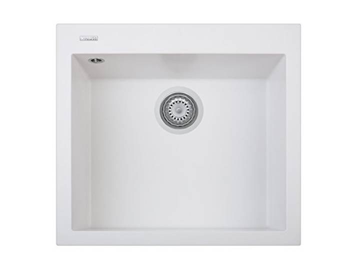 Roxana PLADOS Küchenspüle aus Quarz, Einbauspüle 56 cm, milchweiß