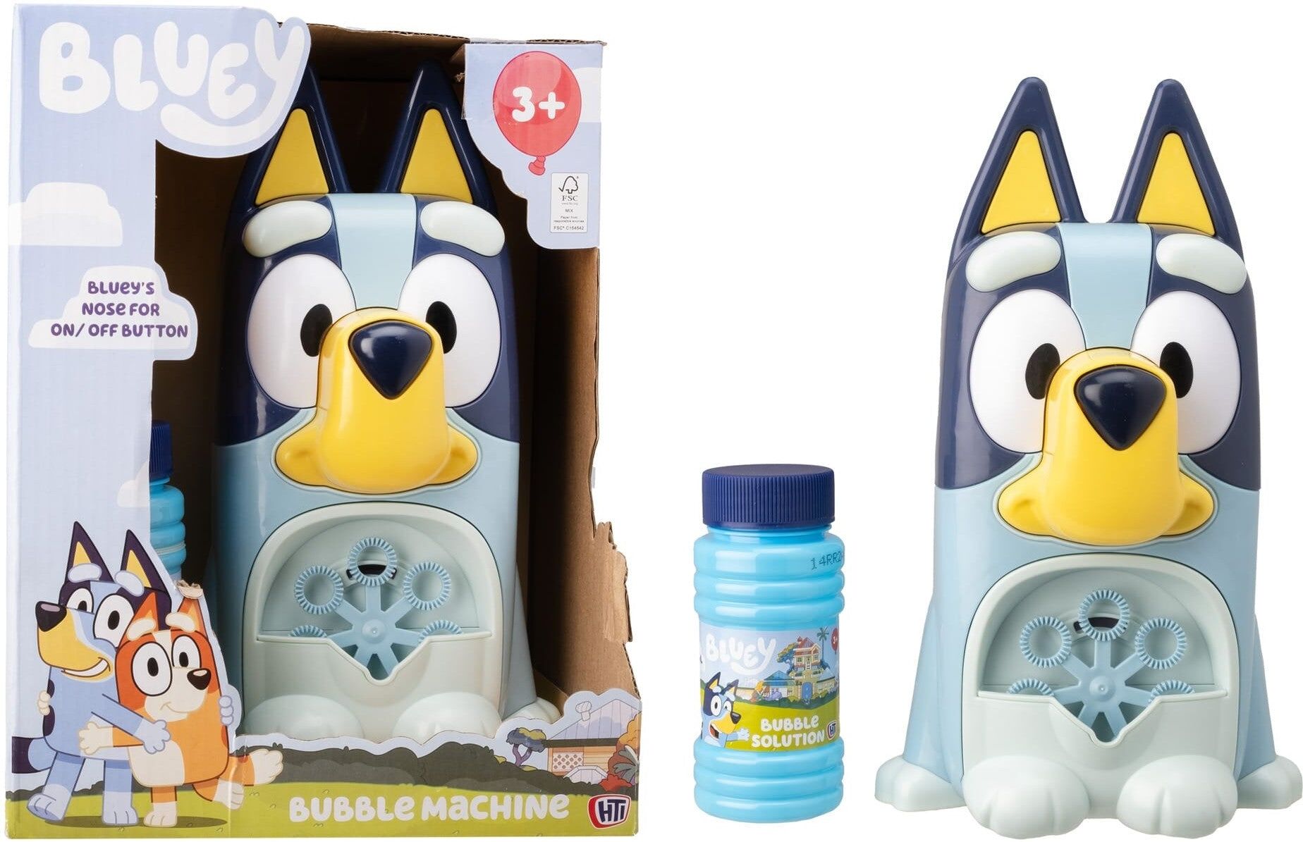 HTI Bluey Character Bubble Machine with 118ml Bubble Solution for Kids