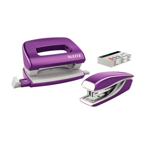 LEITZ Locher und Heftgeräte Set NeXXt WOW lila-metallic
