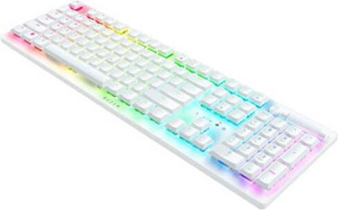 Razer DeathStalker V2 Pro, Verkabelt & Kabellos, USB + RF Wireless + Bluetooth, Optischer Schlüsselschalter, QWERTY, RGB-LED, Weiß