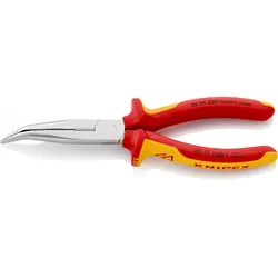 KNIPEX Flachrundzange mit Schneide verchromt mit angewinkelten Backen (Storchschnabelzange) - 2626200