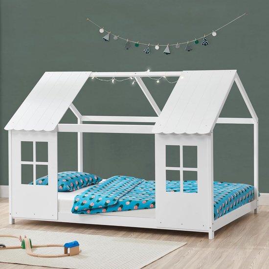 Famanu Kinderbett gemütliches Hausdesign - Weiß 90x200 cm