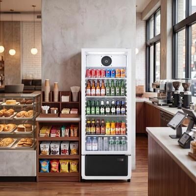 Yeego 21.3 in. 260 Can Commercial Beverage Refrigerator Glass Door, Freestanding Display Cooler Frost-Free Fan Cooling