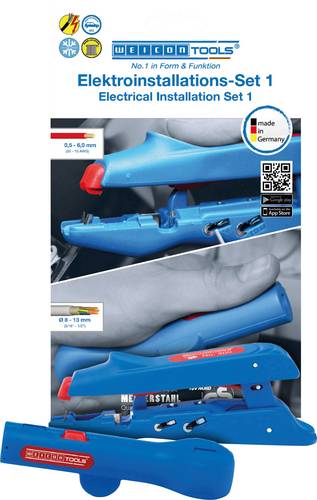 WEICON TOOLS 10039675 No 300 + No 13 Kabelentmanteler-Set Geeignet für Leiter mit PVC-Isolation 0.5 bis 6.0 mm²