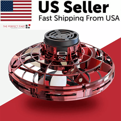DynamicDeals Flying Fidget Spinner Drone Ball Toy With LED Lights Hand Controlled Stress Relief Hover Ball For Kids, Adults red