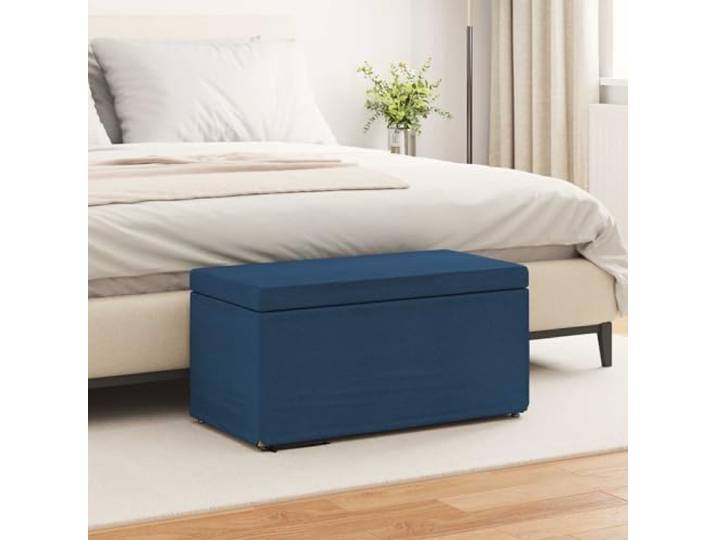 Molumvel Sitzhocker Blau gepolstert 81 x 41 x 40 cm Stoff Sitzbank Rückenloses Design, Zeitloser Stil, Kompakte Bauweise