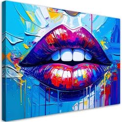 LEINWANDBILD Rote Lippen Frauen Abstrakt 60x40cm