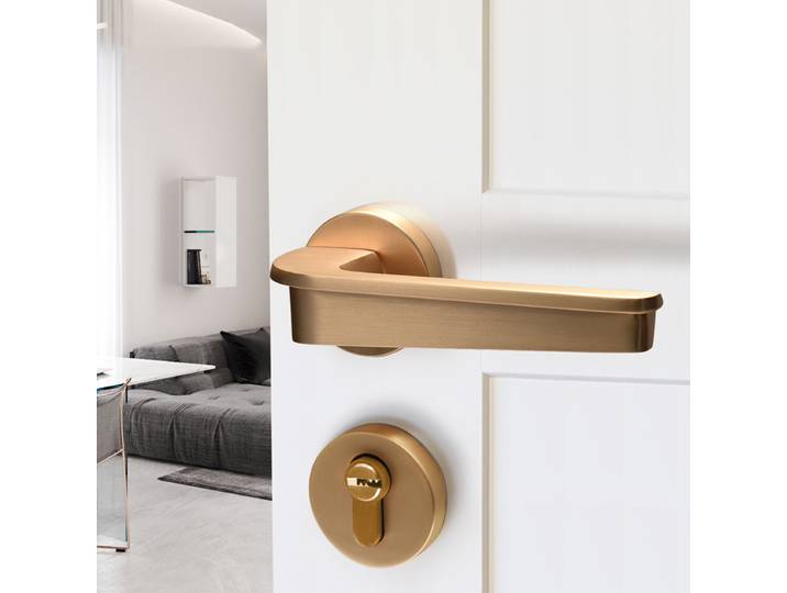 Poignée de porte intérieure dorée, serrure de porte pour chambre à coucher, quincaillerie Foy pour porte intérieure, gris