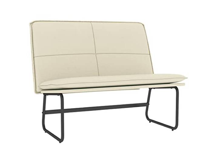 hliofuir Sitzbank Polsterbank Creme 100x75x76 cm Kunstleder Bequeme Polsterung mit schräger Rückenlehne für Wohnzimmer und Flur, standfeste O-Beine schonen Böden.