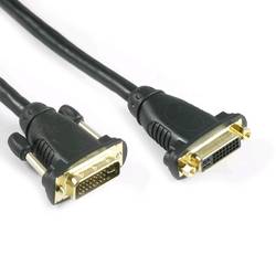 Lyndahl DVI Anschlusskabel DVI-I 24+5pol. Stecker, DVI-I 24+5pol. Buchse 0.5 m Schwarz LKDVFM30005 für Einbau, mit Gewinde DVI-Kabel