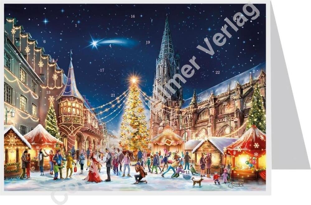 Postkaartenadventskalender Freiburg van Richard Sellmer Verlag