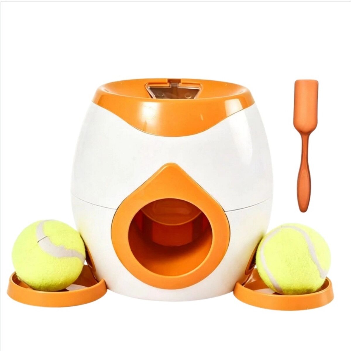 INF Interaktiver Ball- und Leckerli-Spender für Hunde - Automatischer Ballwerfer und Puzzle-Spielzeug gegen Langeweile Orange