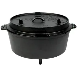 Valhal Outdoor, Grillgeschirr, Dutch Ofen / Bratpfanne 12L mit Beinen - Gusseisen - Deckel als Kuchen VH12L+ (872025