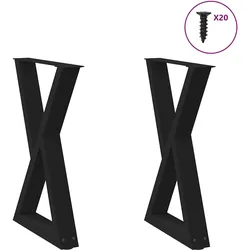 vidaXL Esstisch Beine 2 Stk. Schwarz 60x(72-73,3) cm Stahl