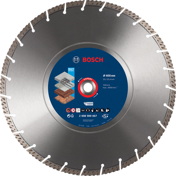 Bosch EXPERT MultiMaterial Diamanttrennscheiben, 400 x 20/25,40 x 3,3 x 12 mm 2608900667