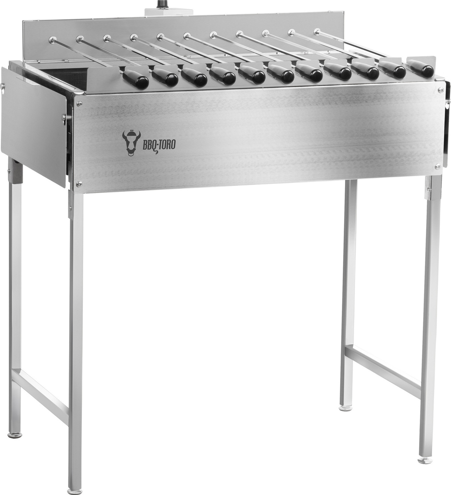 BBQ-Toro roestvrijstalen kolengrill met 11 spiezen en motor
