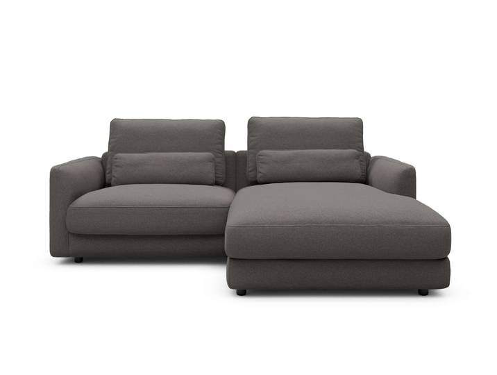 Ecksofa, Polyester, Braun 225×171 cm, Federkern & Kissen, Legerer Sitzkomfort