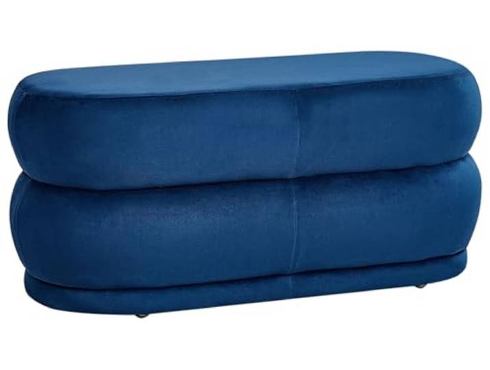 Bettbank Samt Marineblau oval 90 cm gesteppt Sitzbank glamourös Ellendale