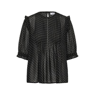 Kurzarmbluse SAINT TROPEZ "Damen Bluse kurzarm SabatinaSZ", Damen, Gr. M, schwarz (schwarz turtledove tiny dots), Obermaterial: 100% Polyester PES., Blusen