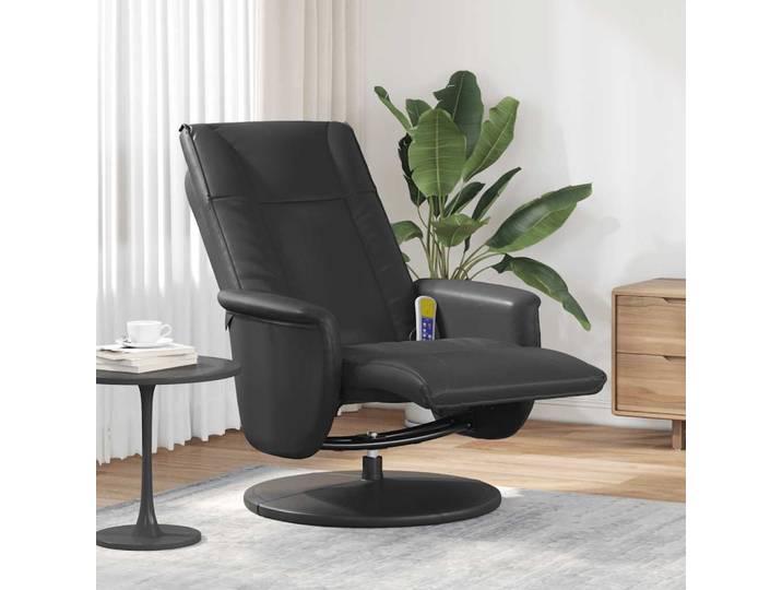 vidaXL Massagesessel mit Fußteil Schwarz Kunstleder