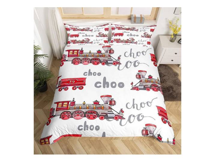LuxusKollektion Kinderbettwäsche Bettwäsche Set Kinder Zug Druck 200x200cm Mehrfarbig