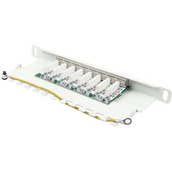 Good Connections Patchpanel 25,40cm (10") Kat. 6, 8-fach, 0,5 U, STP geschirmt, werkzeuglos zu öffnen, reinweiß (RAL9, Server Zubehör, Weiss