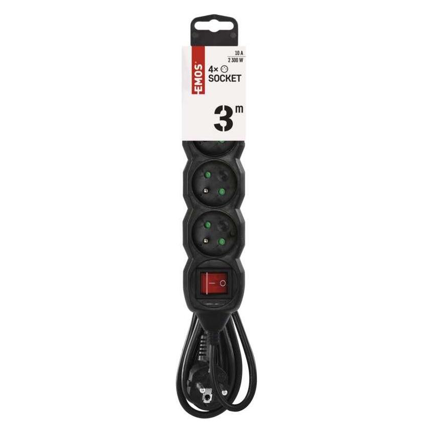 Emos PC1413 PRIV.PRODL.4Z 3M S VYP.ČERNÁ (3 m) (43038014)