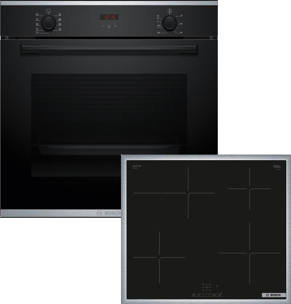 Bosch HBD435FH63 (HBA234BB3+PIF64KBB5E), Zonen-Induktionskochfeld, 4 Zone(n), Glaskeramik, Schwarz, Berührung, 58,3 cm