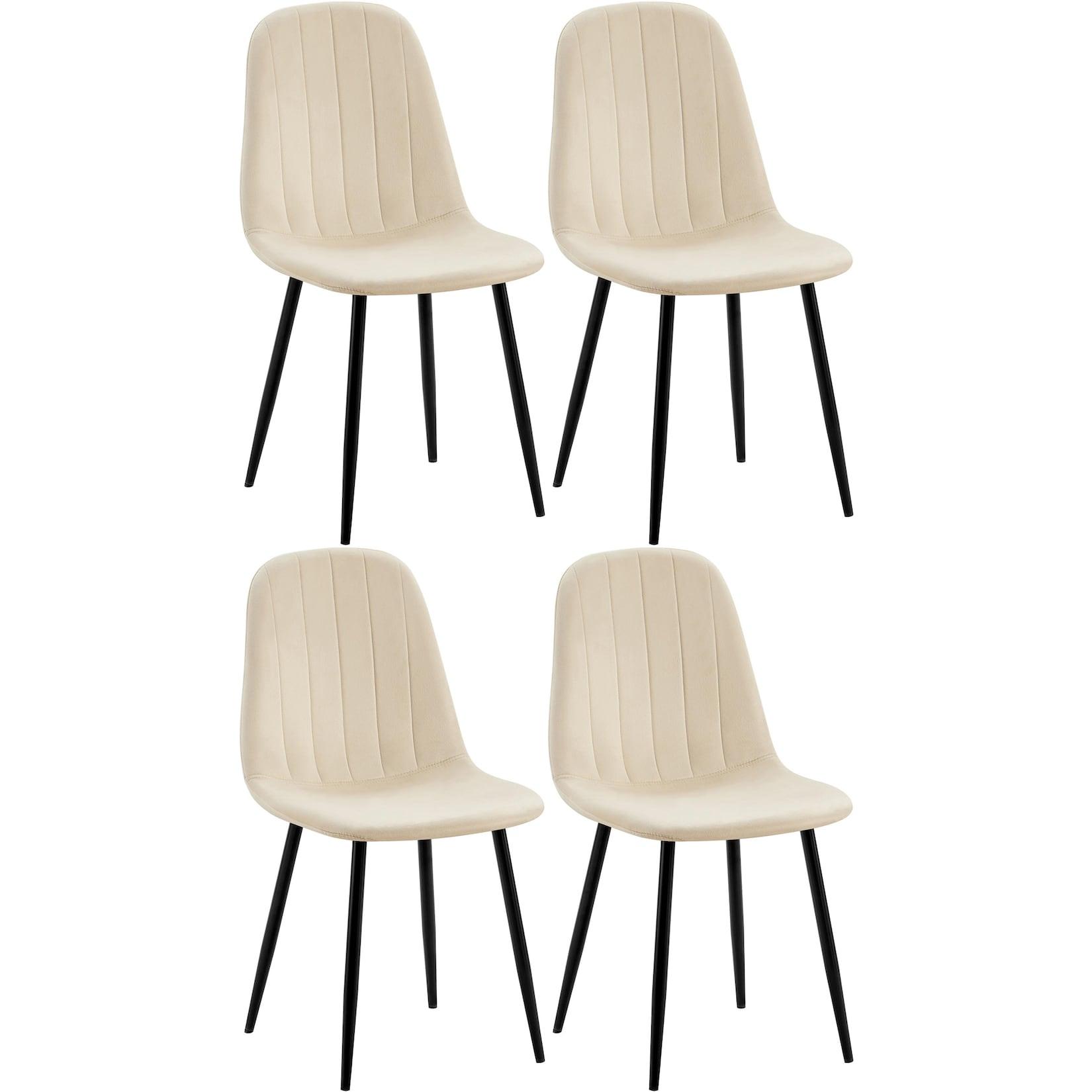 CLP 4er Set Esszimmerstuhl Baxter Samt - Farbe: creme