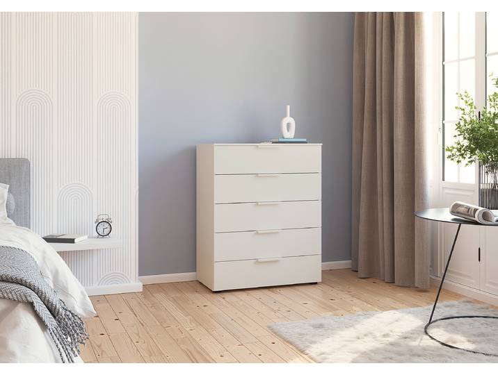 Commode Flipp à 5 tiroirs 80cm Beige/Cachemire