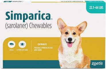 Simparica Chewables For Dogs 22.1-44 Lbs (Blue) 3 Doses