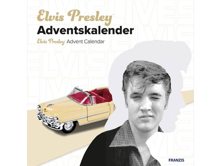 Adventskalender - Elvis Presley mit Modellfahrzeug Cadillac, Mit Soundmodul, Fotopuzzle