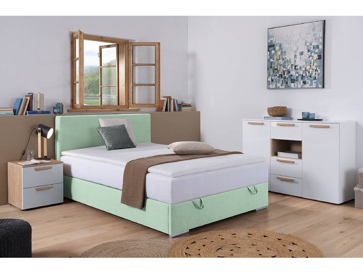 Lit boxspring Escaba 140 x 200cm Tissu Neala Bleu