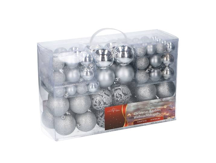 Weihnachtskugeln 100-teilig silber