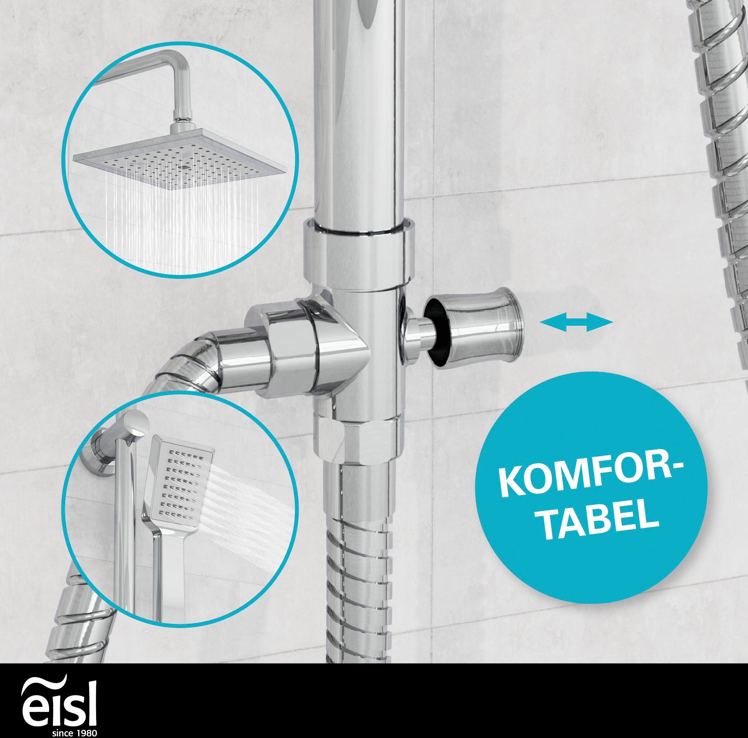 Duschsystem EISL "EASY COOL", grau (silberfarben), H:95cm, Edelstahl, Brausegarnituren, Duschsystem, Regendusche ohne Armatur, Duschsystem mit Seifenschale, Duschbrause silberfarben Einheitsgröße