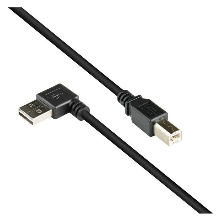 Varia SO-35672 - kabelmeister Anschlusskabel USB 2.0 EASY A gewinkelt an B, schwarz, 2m (2 m, USB 2.0) (SO-35672)