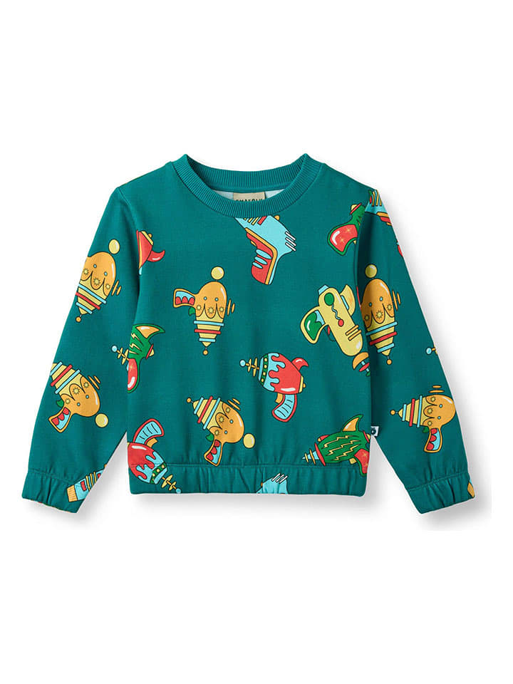 Småfolk Sweatshirt "Space Blasters" in Grün - 104/110