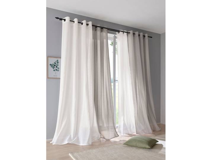 Gardine HEINE HOME Gr. 4, beige, B:135cm H:245cm, Polyester, Gardinen, Gardine