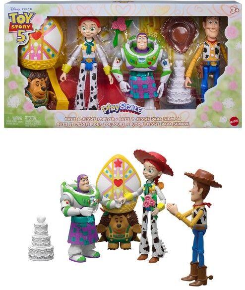Disney Pixar Toy Story 5 Buzz ; Jessie Forever PlayScale 4-Figure Set by Mattel - 12 Play Pieces - Ages 3 and Up
