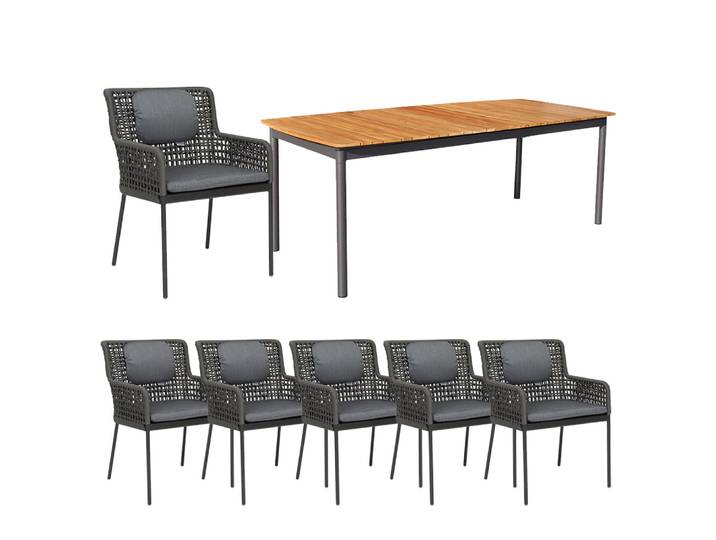 Stern 6x GRETA Sessel Aluminium anthrazit seidengrau mit