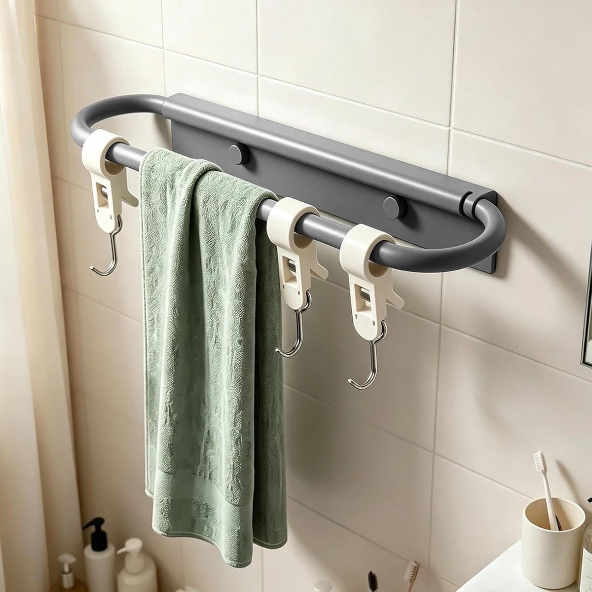 Opvouwbaar handdoekrek voor de badkamer, Grijs, Breedte: 30 cm