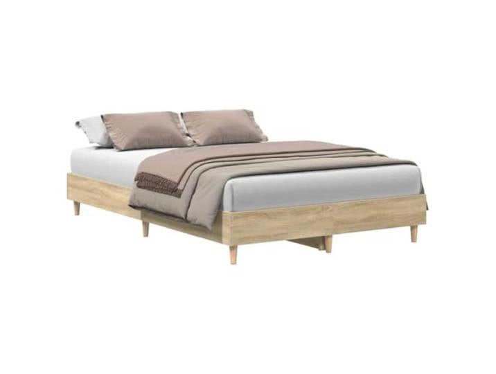 PUGYNBK Bettrahmen Sonoma Eiche 140 x 190 cm Technisches Holz, Lattenrost inklusive, stabile Füße, ohne Matratze