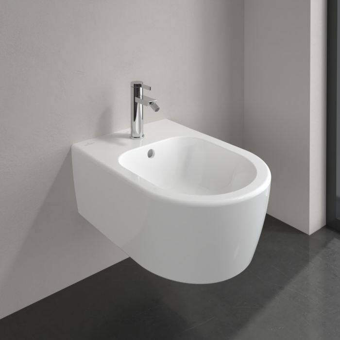Villeroy und Boch Avento Wand-Bidet 54050001  Weiß, 37 x 53 cm, Oval, 1 Hahnloch, mit Überlauf