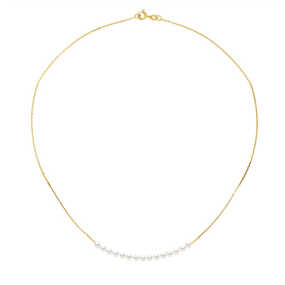 Curb Ketting 15 gekweekte parels White Yellow Gold