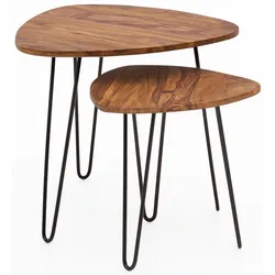 WOHNLING WL5.659 Design Satztisch Sheesham 60 cm x 60 cm x 56 cm