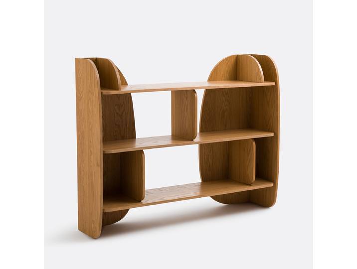 LA REDOUTE Bibliothèque basse 8 niches plaqué chêne, Gorman Beige Chêne